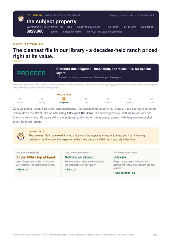 Owl Report cover — PROCEED verdict