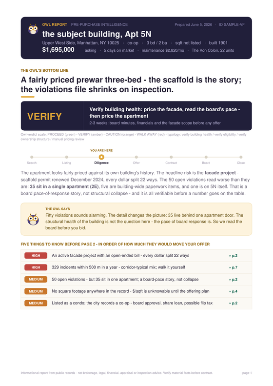 Owl Report cover — VERIFY verdict